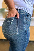 Close-up of blue jeans with a blurred background