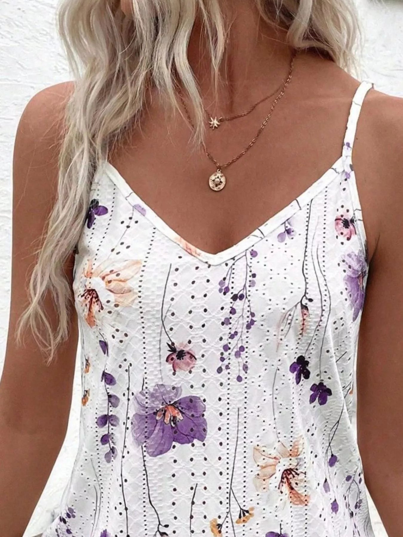 White floral dress with a white background