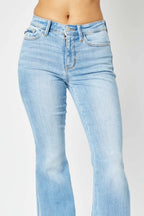 Light blue jeans on a white background