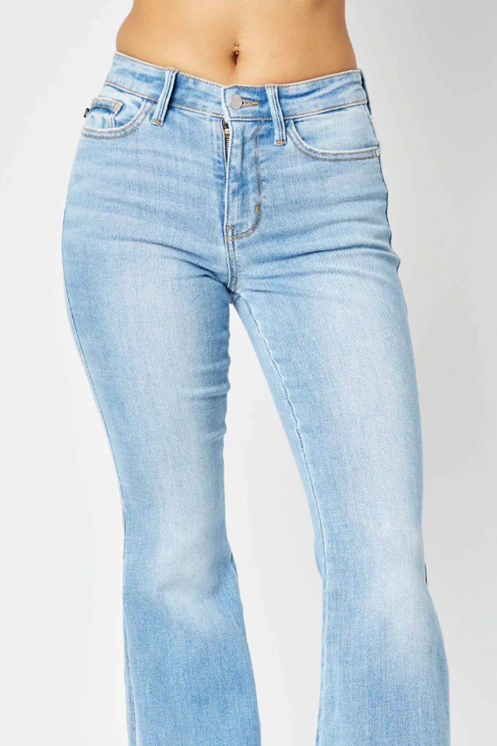 Light blue jeans on a white background